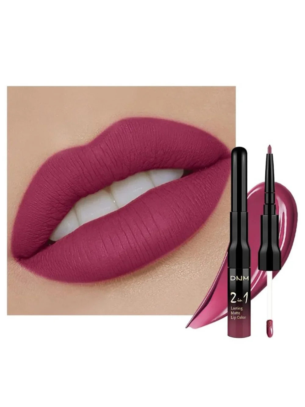 28#-Rose Plum 2-in-1 Waterproof Long Lasting Double-Ended Matte Liquid Lipstick